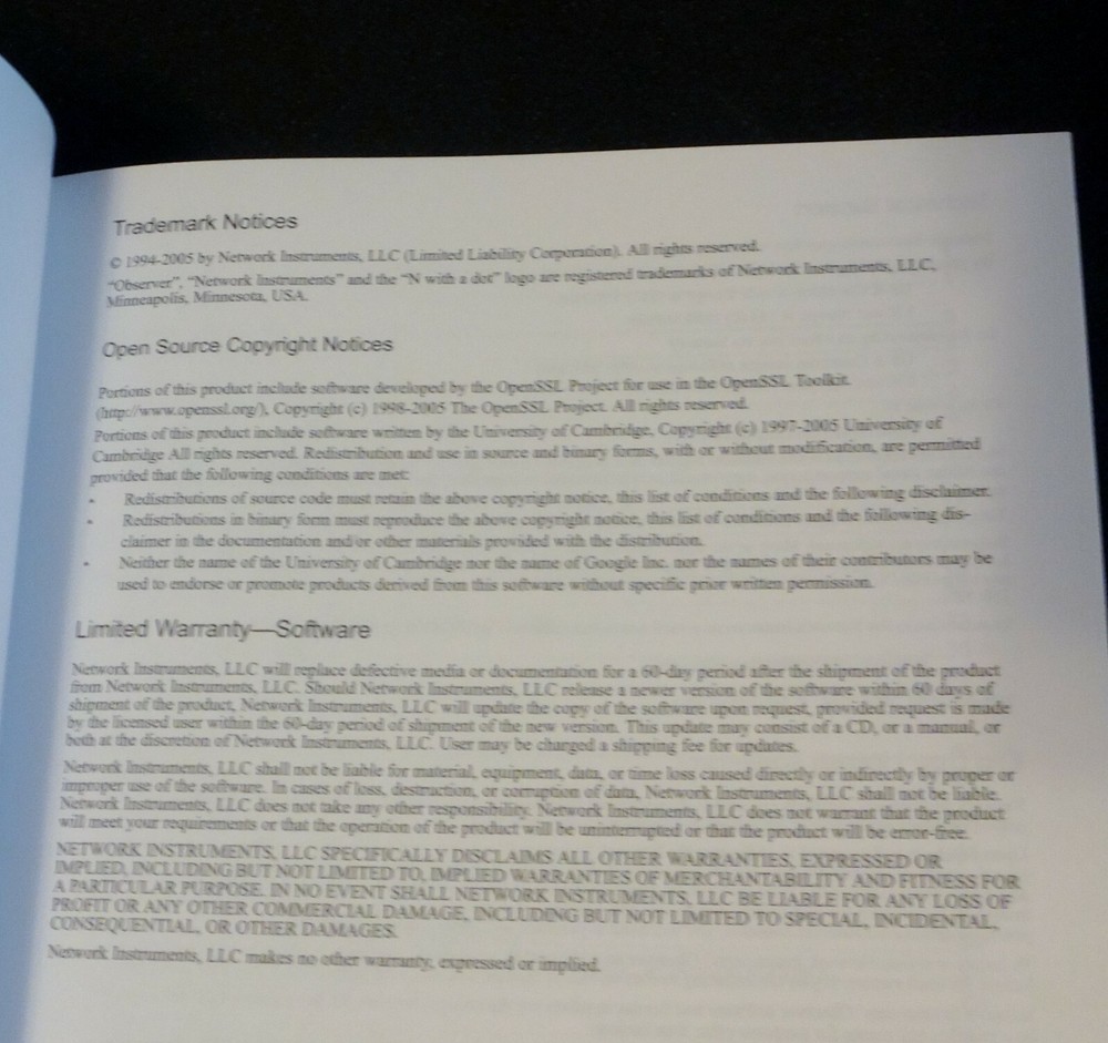 Network Instruments LLC Observer 11 Reference Guide 2005 Paperback