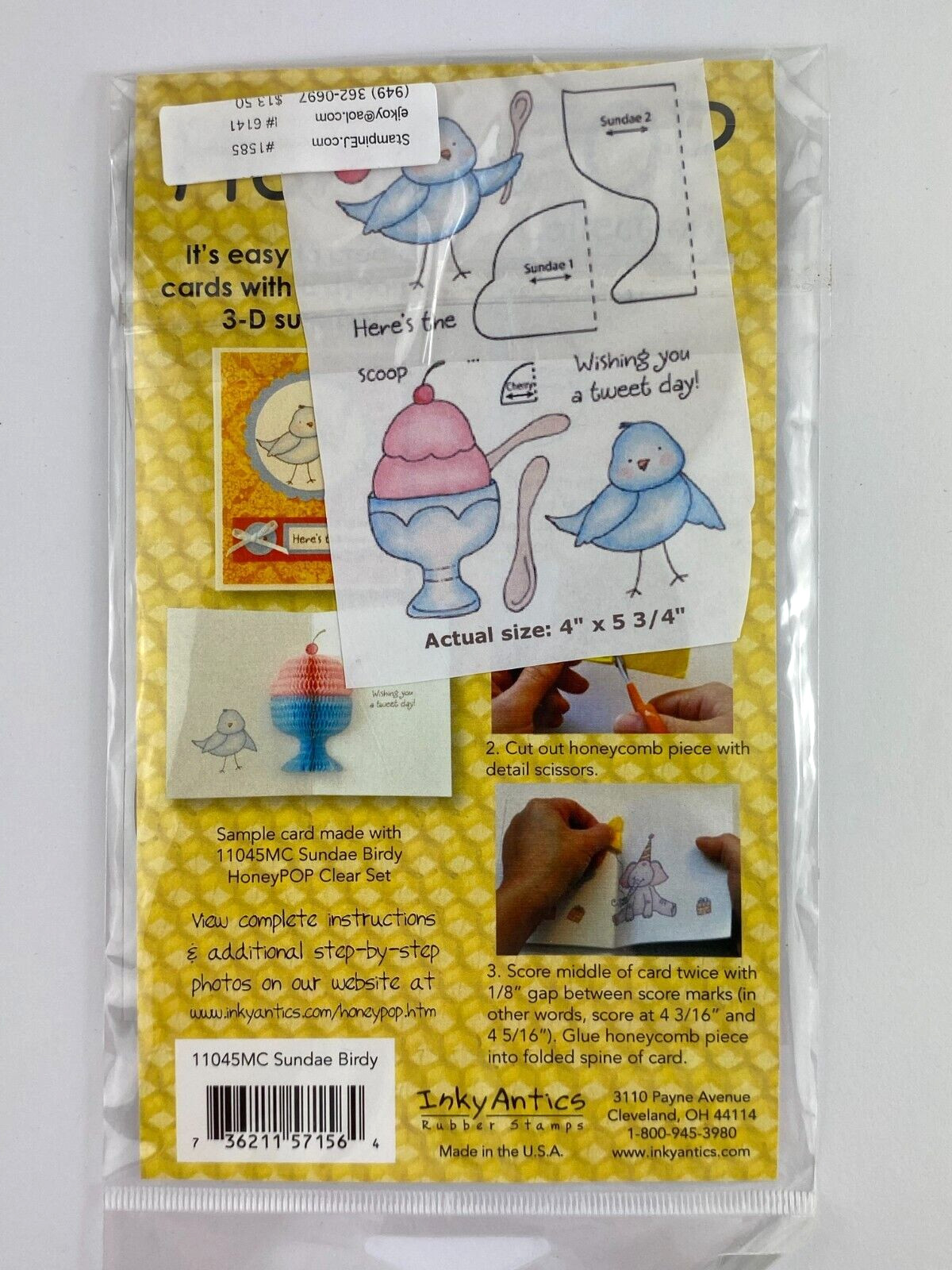 Inky Antics Stamp Set - SUNDAE BIRDY HoneyPOP SET - 11045MC - Clear