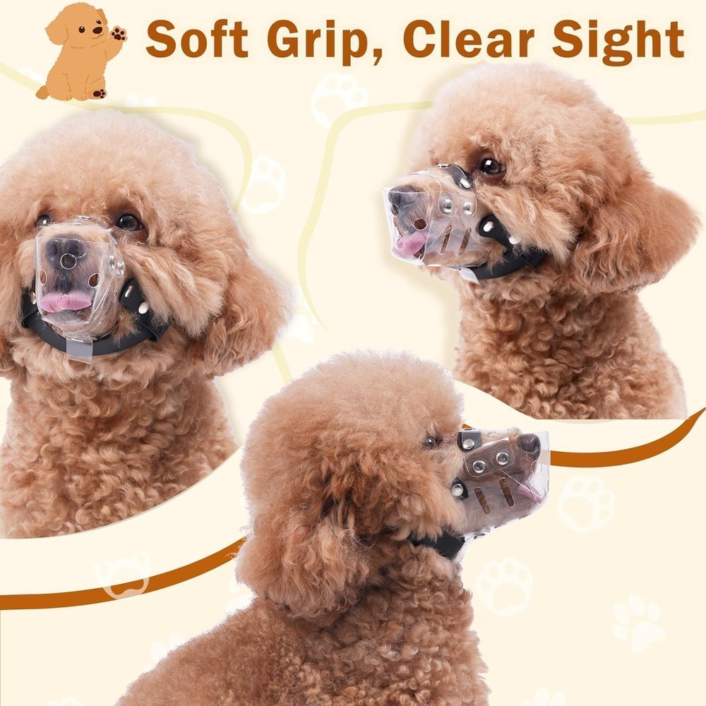 Dog Muzzle, Basket Muzzle for Small Medium Dogs Poodle Dachshund Corgi, Clear...