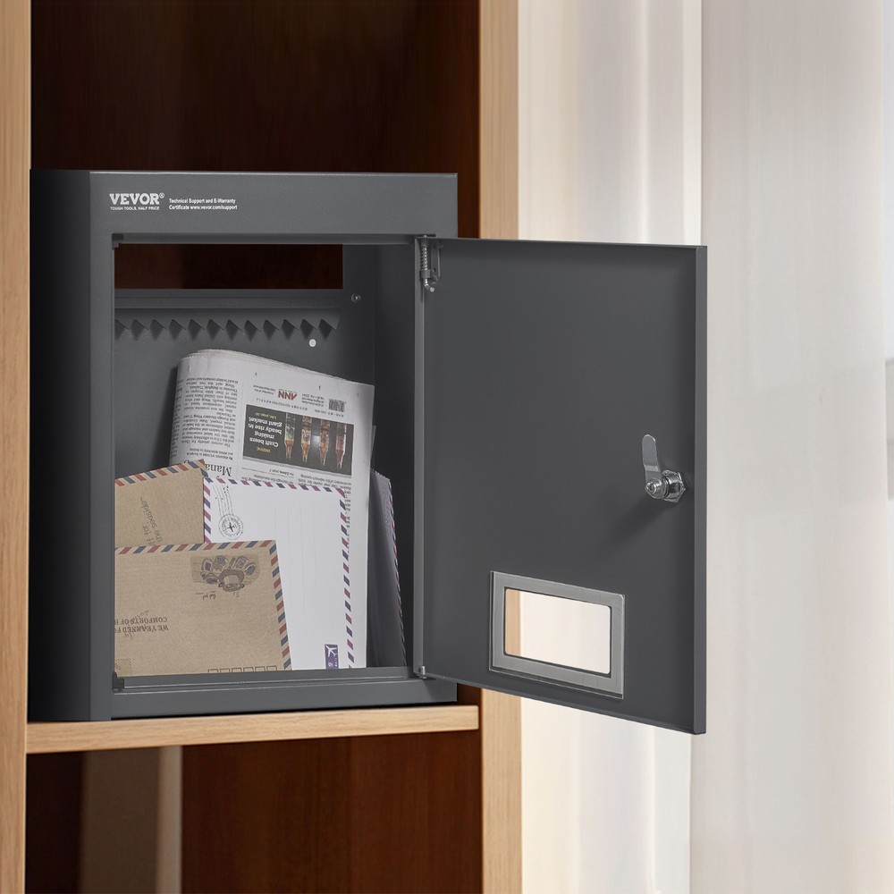 VEVOR Through The Wall Drop Box 12.5x6.3x16.9" Mailbox with Code Lock Dark Gray