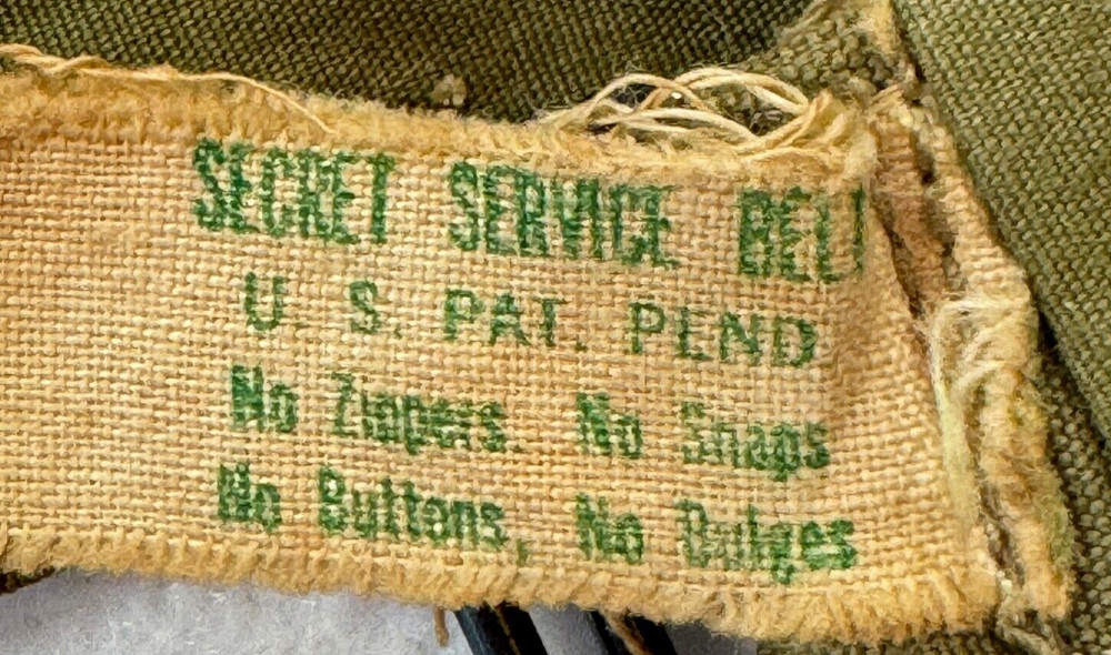 Schaffer Secret Service Belt vintage size medium olive green fabric American