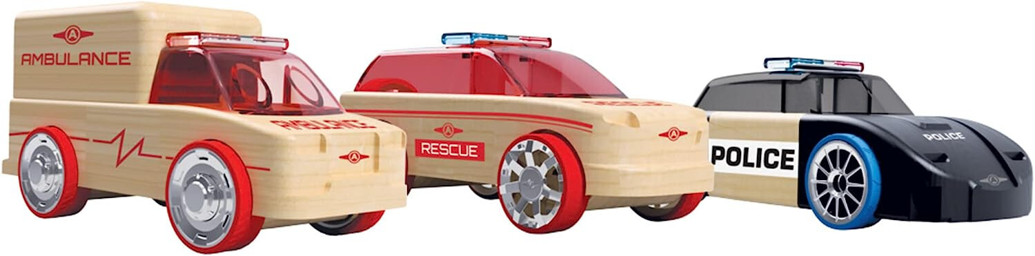 Automoblox - 3 Mini Rescue Pack — Wooden Mix-and-Match Vehicles