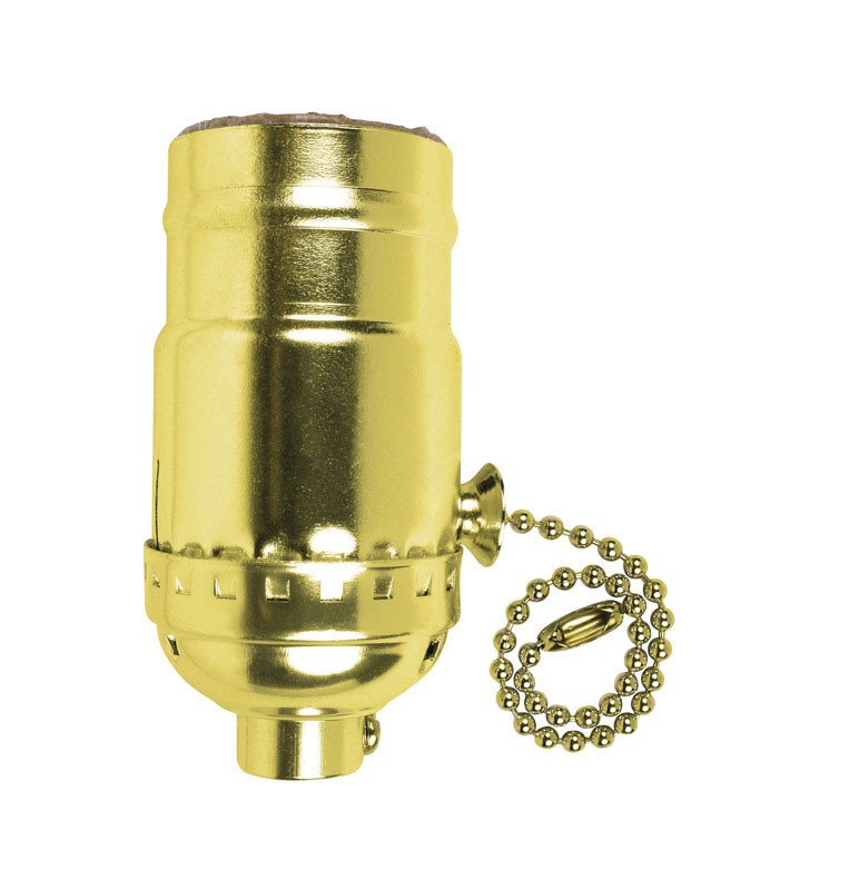 Jandorf 60411 250V 250W Medium E26 Base Brass 3-Way Pull Chain Lamp Socket