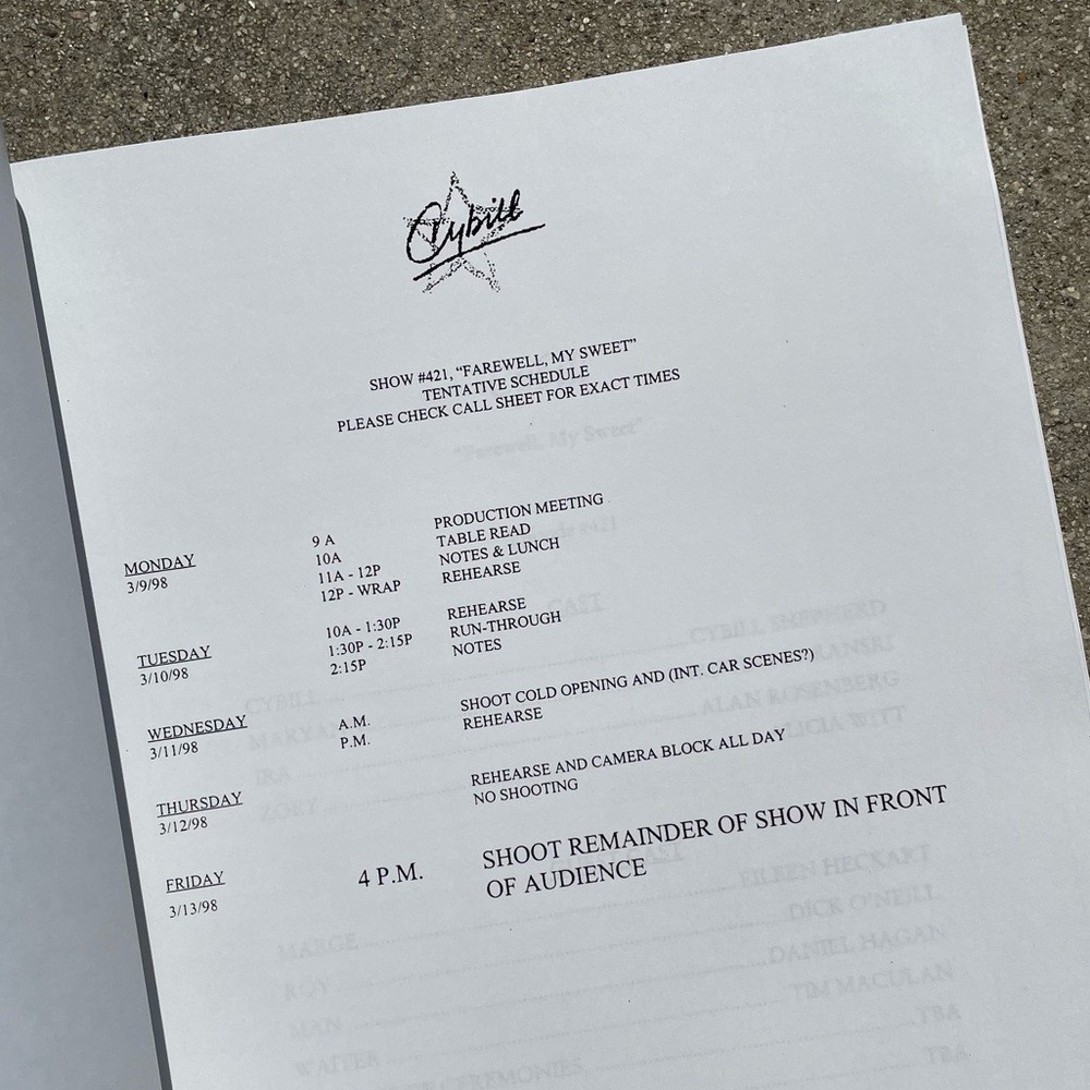 CYBILL 1998 TV Series Production Used Table Draft Script + Final Draft Revisions