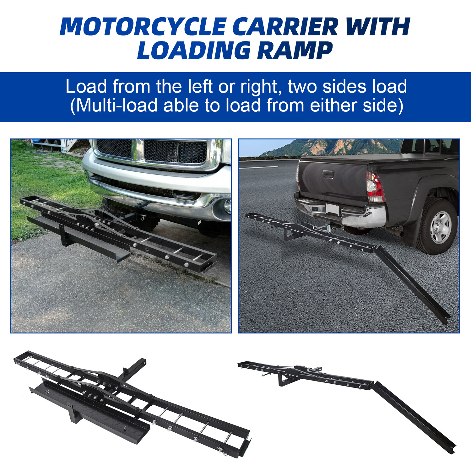600 LB Motorcycle Scooter Carrier Bike Hitch Mount Rack Ramp Steel Carrier