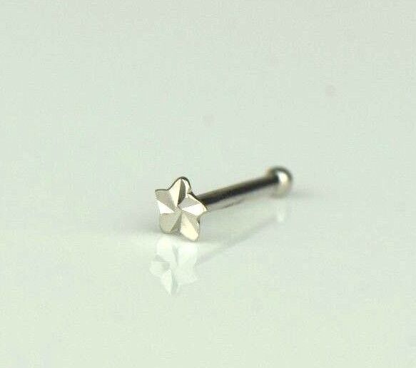 14k Yellow or White Gold Star Nose Piercing Stud