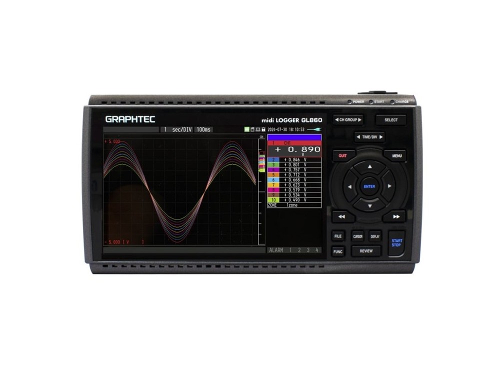 Graphtec GL860 - Data Logger (4 Digital Channels, Expandable to 200 Analog