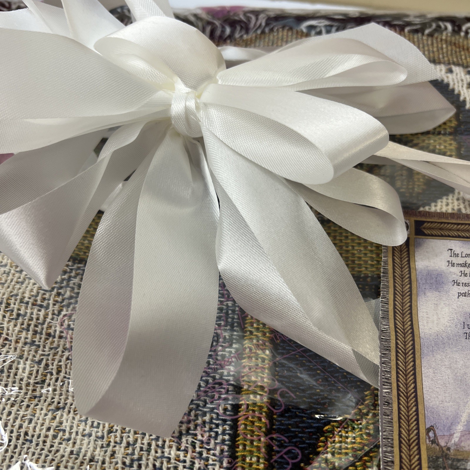 NEW Woven Tapestry of the 23rd Psalm 60"x50" Christian Prayer Lamb Blanket Decor