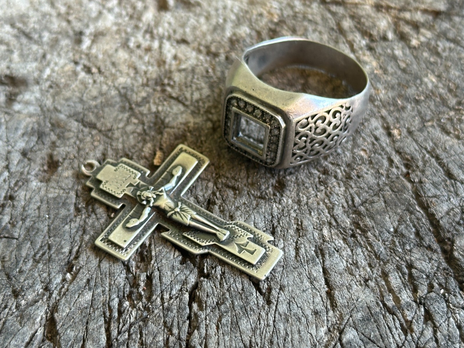 RUSSIA army soldier talisman amulet SILVER 925 ring cross Jesus save WAR