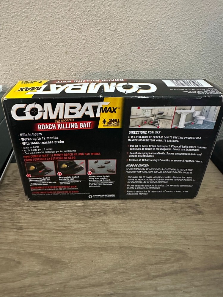 Combat Max 12 Month Roach Killing Bait, Small Roach, Child-Resistant, 18 Count