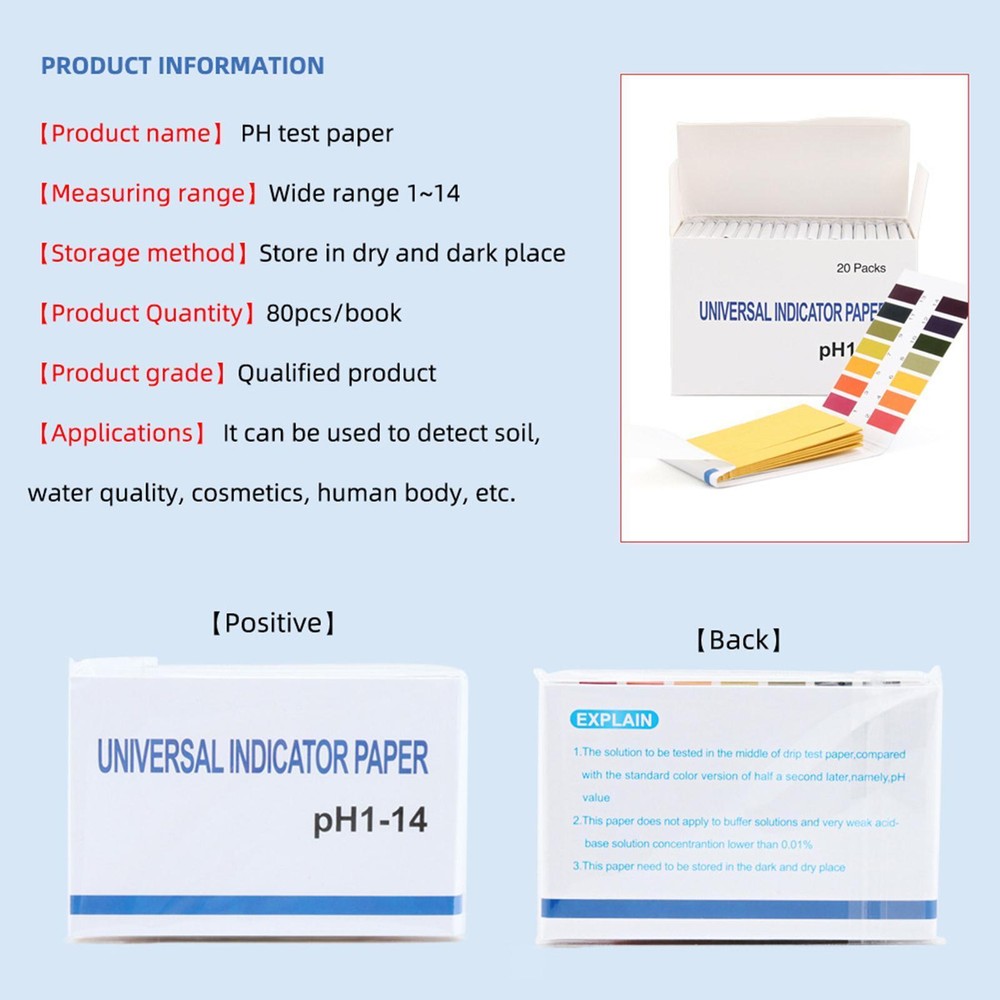 20Pcs pH 1-14 Test Paper Litmus Testing Indicator for Urine Analysis