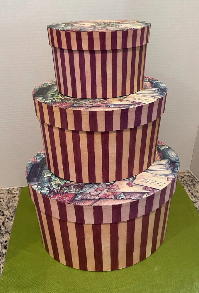 Bob's Boxes W/Clock Ivy Stripes My Favorite Things Shelly Smith 3 Nesting Boxes