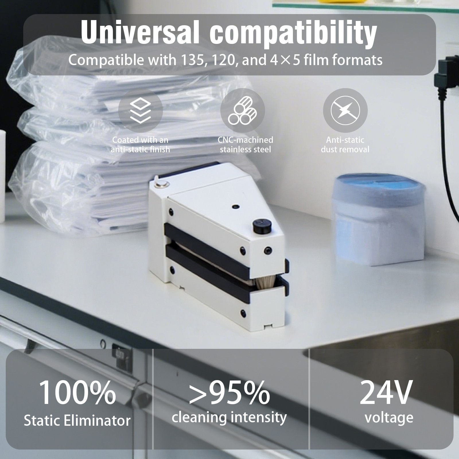 Professional Electric 120/135/35mm/4x5 Film Anti-Static Dust Remover Cleaner US