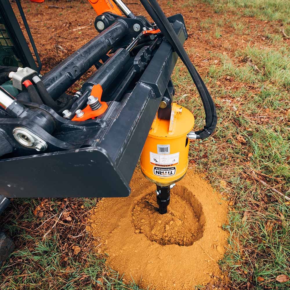 Titan Attachments Skid Steer Hydraulic Auger Attachment with 18" Auger Bit