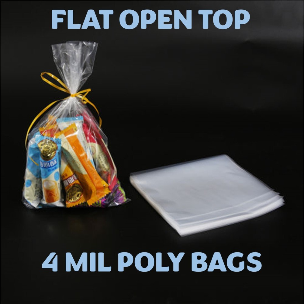 8x20" Clear Poly Bags Lay-Flat Open Top End 4-Mil Case LDPE Plastic Packaging