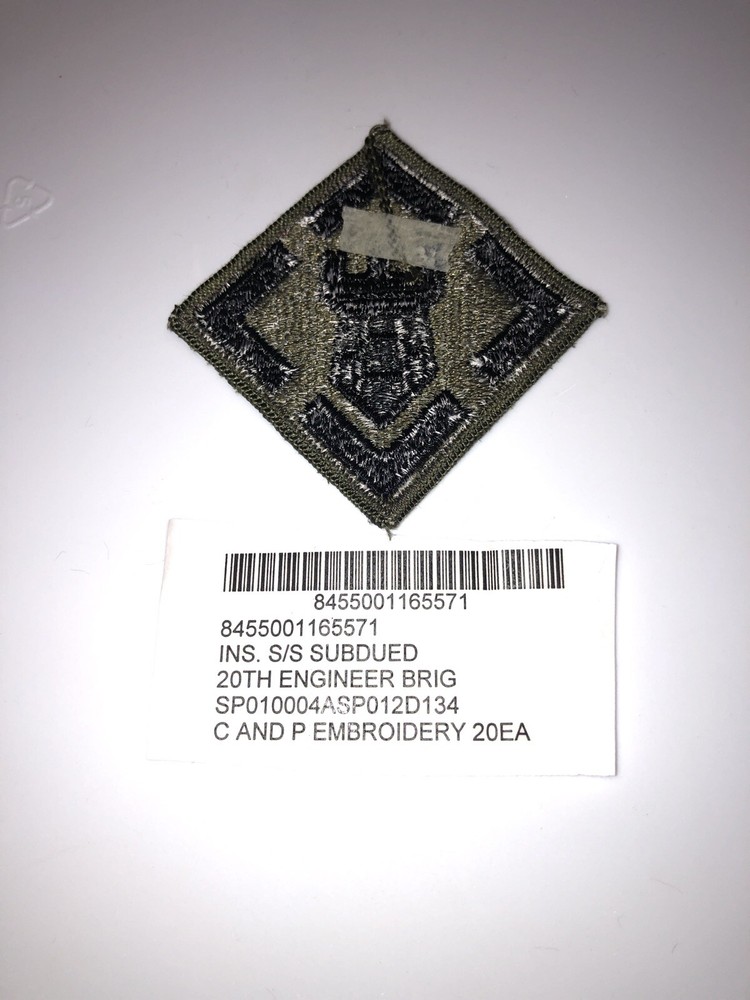 20th Engineer Brigade Subdued U.S. Army Shoulder Patch Insignia