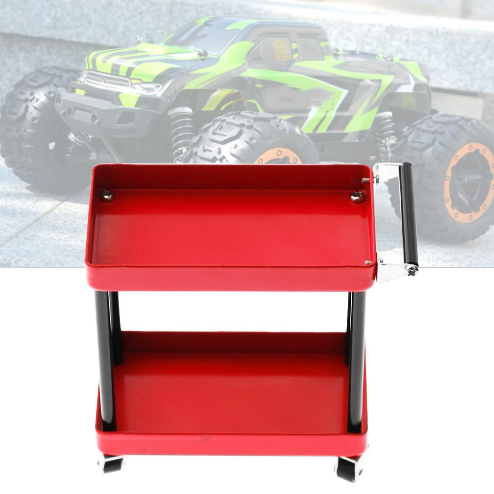 (Red)Service Tool Cart | 2-Tier Tools Storage Trolley | Mobile Workshop