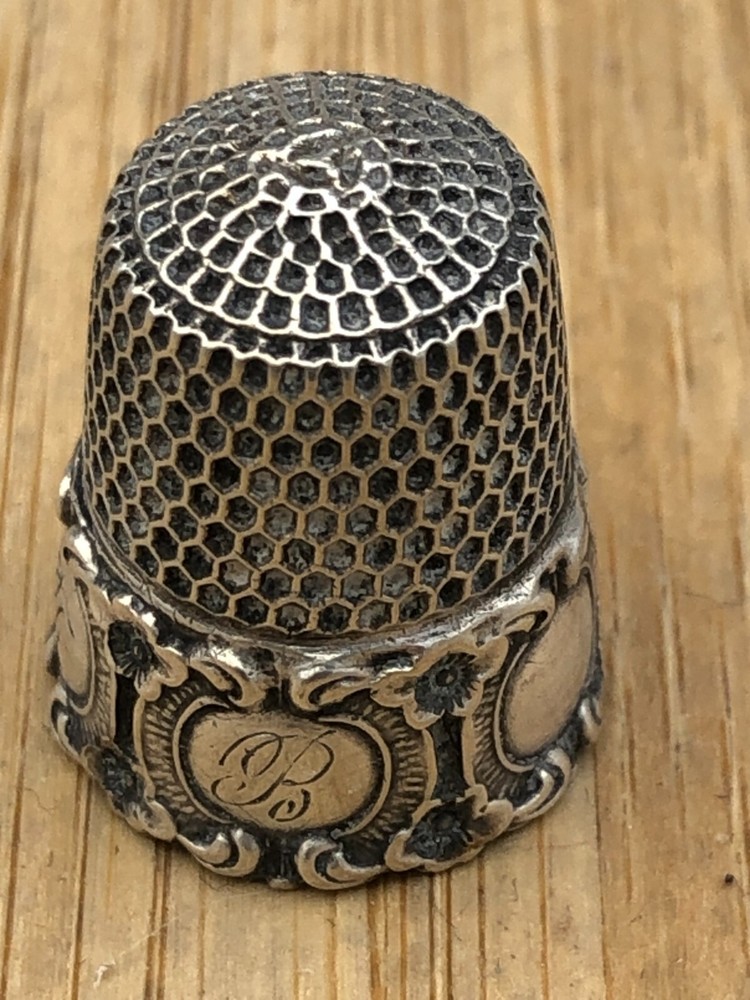 Vintage Sterling Silver Thimble, size 7, with Initials engraved