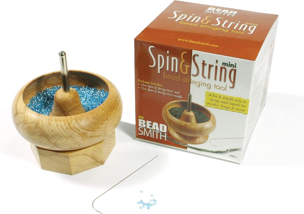 Spin And String Wooden Bead Spinner With Needle