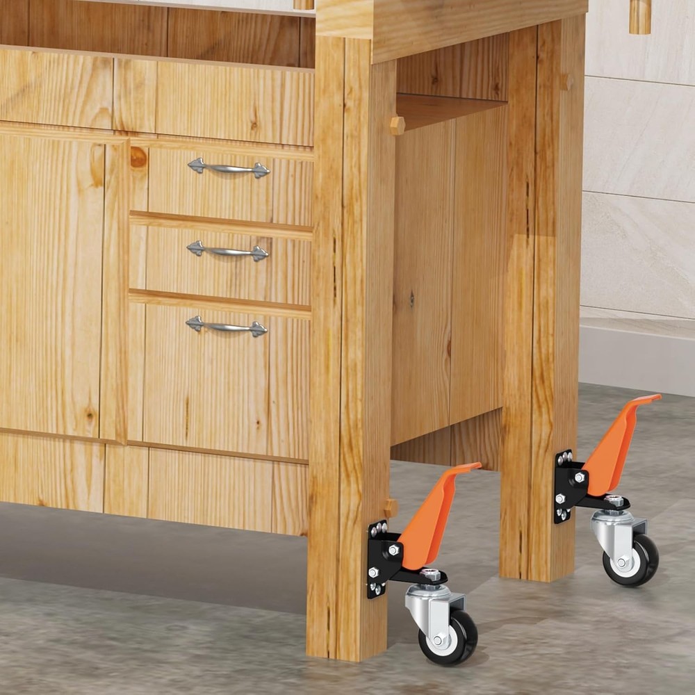 4 Pack Workbench Casters Kit 660Lbs Capacity Extra Heavy Duty Retractable Wheels