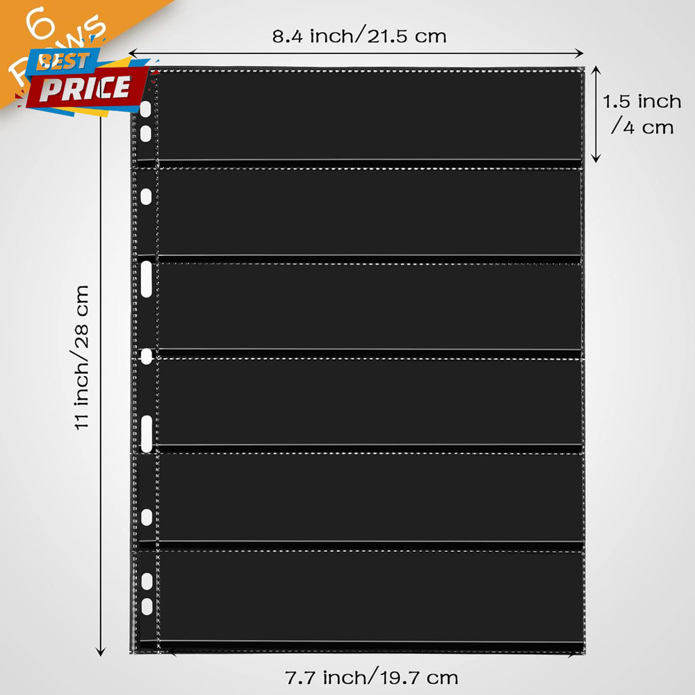 20 Sheets Stamp Pages Collector Album Binder Standard 9 Hole Binder Sleeves for
