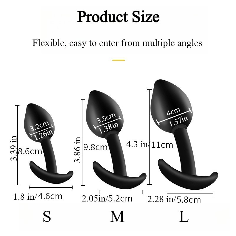 Silicone Butt Plug 3-Sizes Anal Plug Anus Trainer Beginner Spreader Dilator