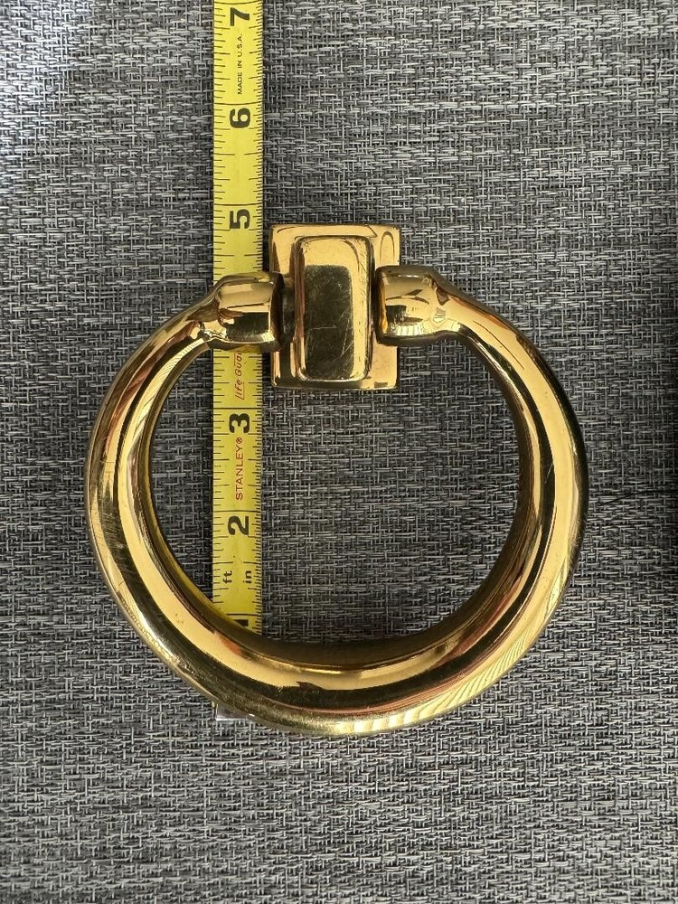 Heavy Solid Brass Door Knocker with Strike Plate, 4" Round