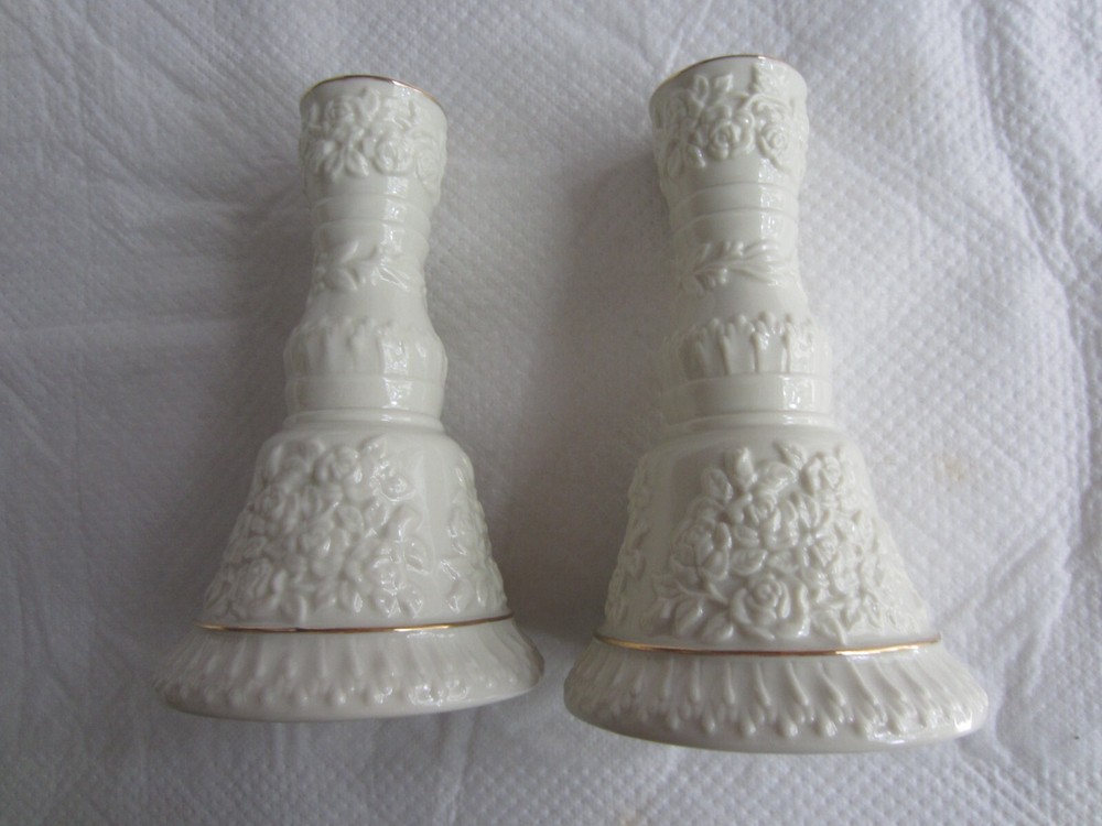 Lenox 6 Inch Rose Candlestick Pair Set