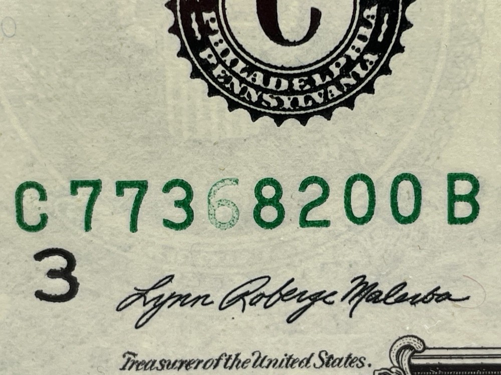 "INSUFFICIENT INK ERROR" MISSING 6 In SERIAL #’s & BLACK 3’s UNCIRCULATED BEP 🧱