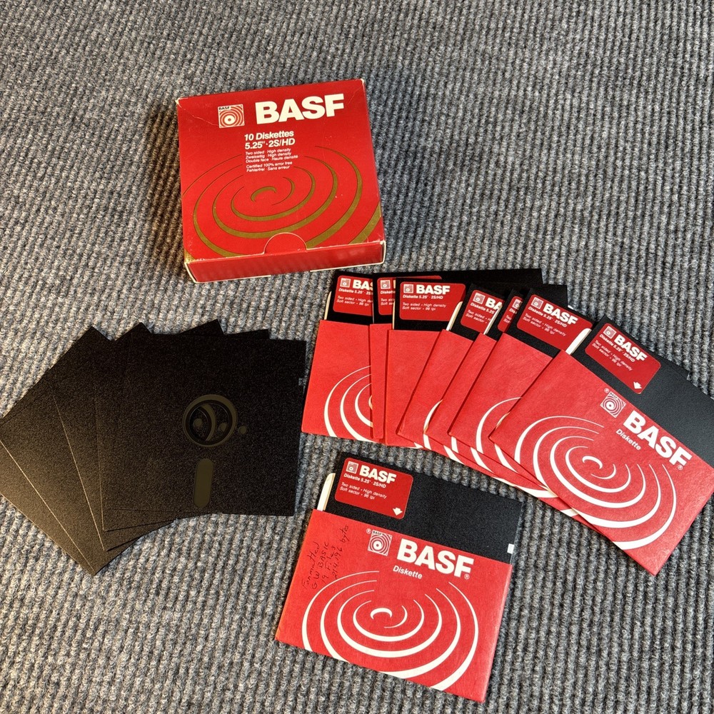 BASF Diskettes 5.25" 2S/HD  Two-Sided High Density Diskettes -Read Description!