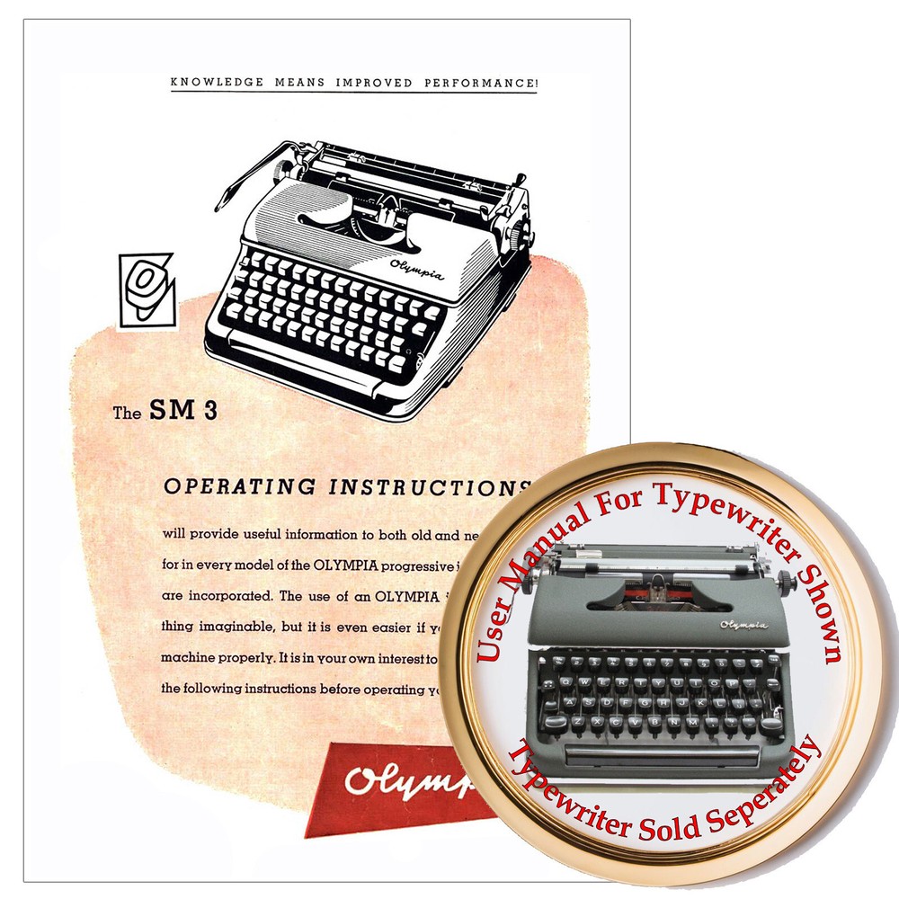 Olympia SM3 Typewriter Owner's User Instruction Manual Guide