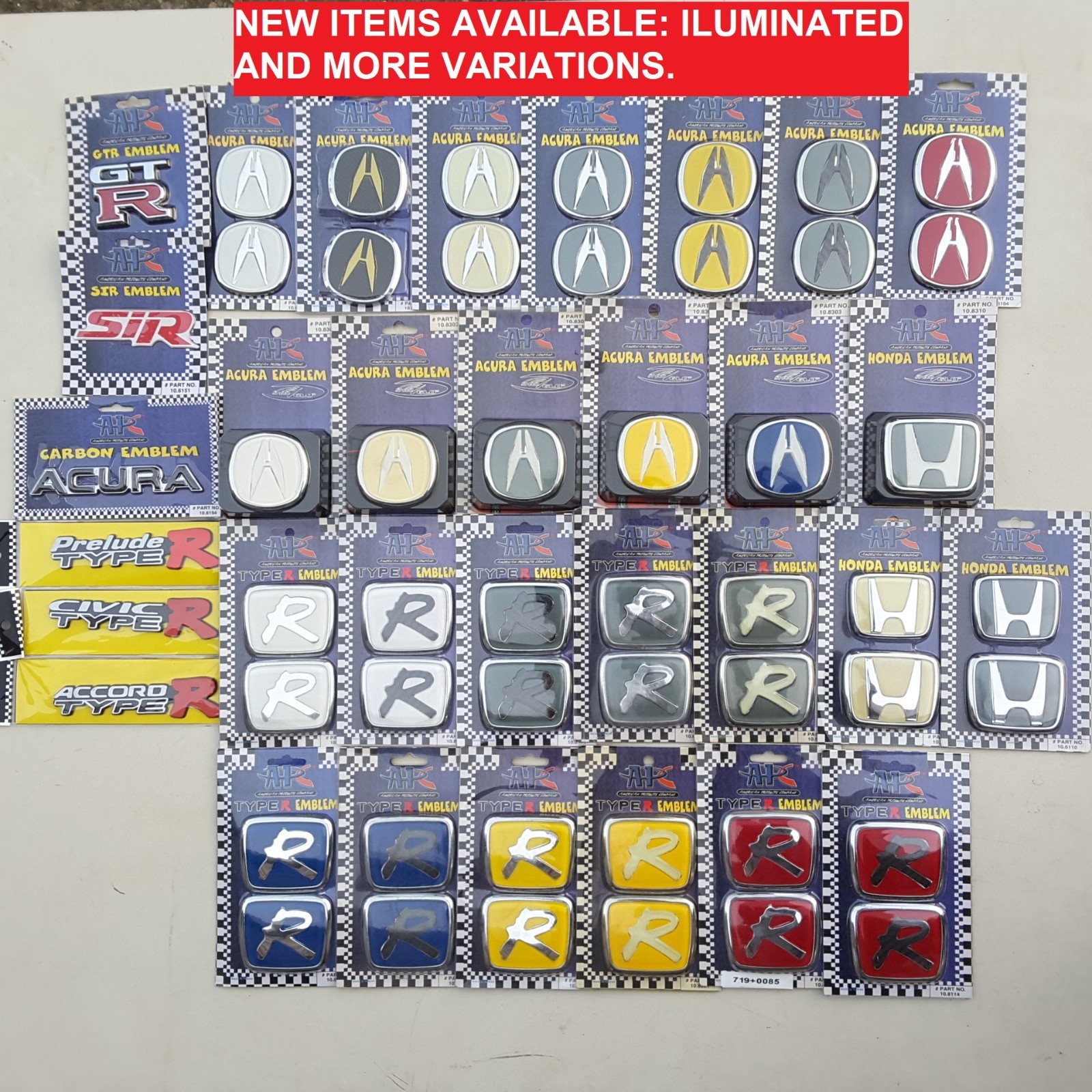 Acura Honda Type-R emblem Logo Decal NOS APC SiR Carbon Chrome FREE SHIPPING