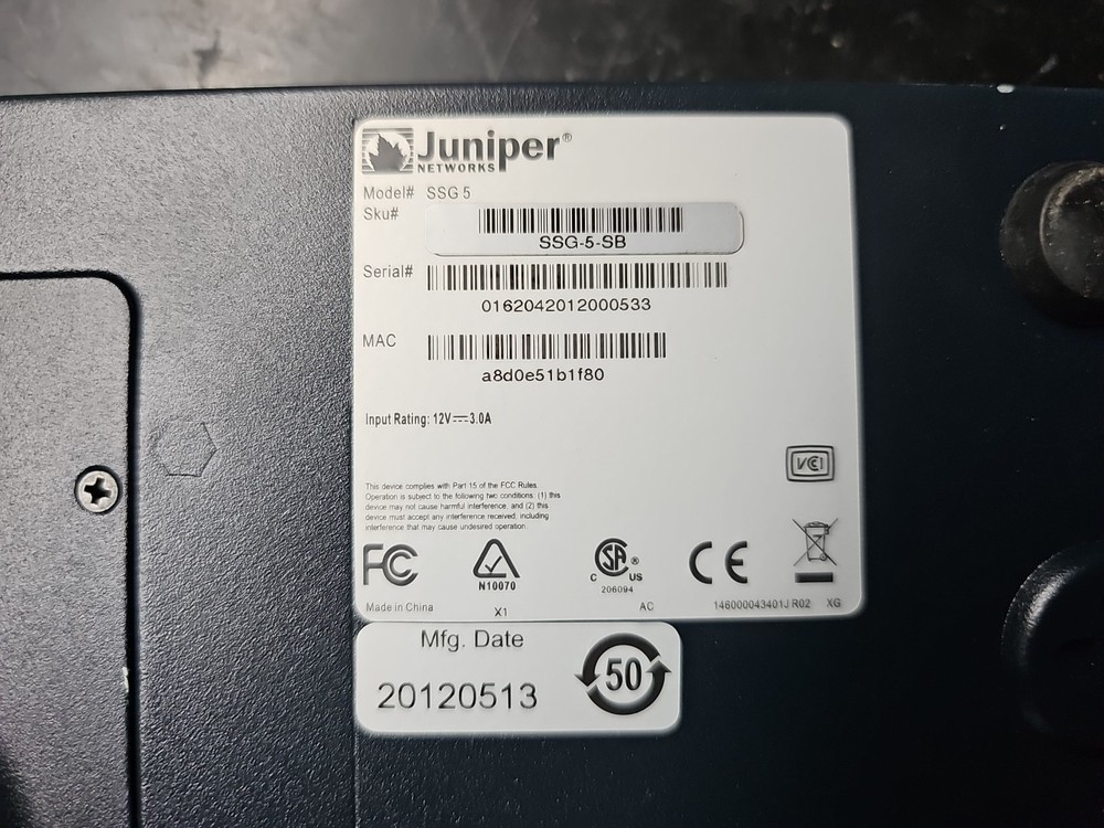 Juniper SSG5 Wireless VPN Firewall 7-Port