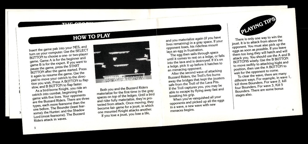 Joust (Nintendo NES) * INSTRUCTION MANUAL ONLY - READ*