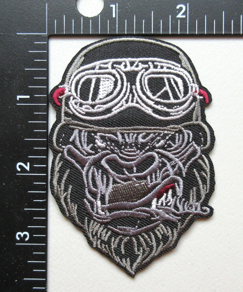 🔥APE GORILLA WITH GOGGLES & HELMET BIKERS VEST JACKET HAT IRON ON PATCH