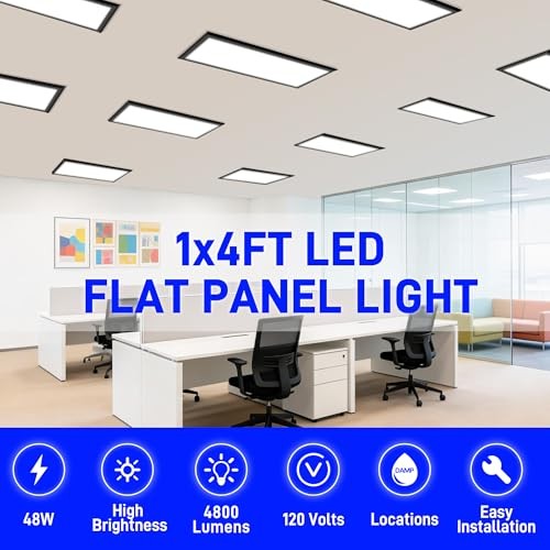 1x4 FT LED Flat Panel Selectable CCT Flush Mount 1x4 FT 2-Pack Black