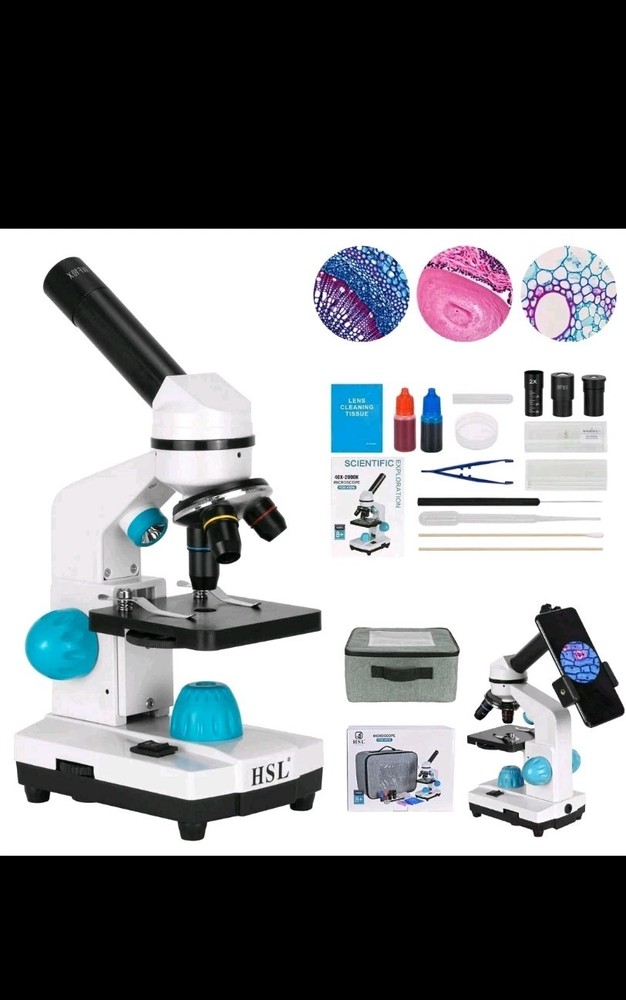 HSL 40X-2000X Microscope for Kids, Monocular Microscope Students Set +Handbag...
