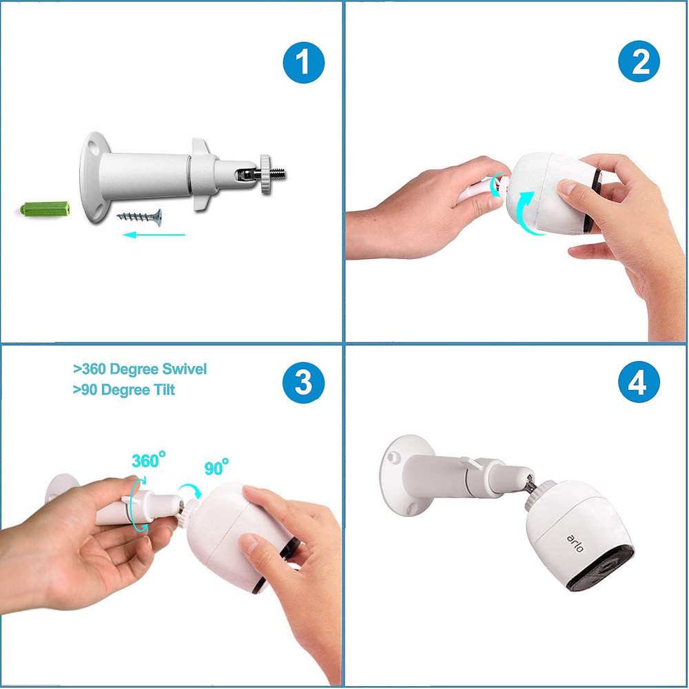 Security Camera Wall Mount Bracket (1/4'') Adjustable Indoor/Outdoor Mount Compa