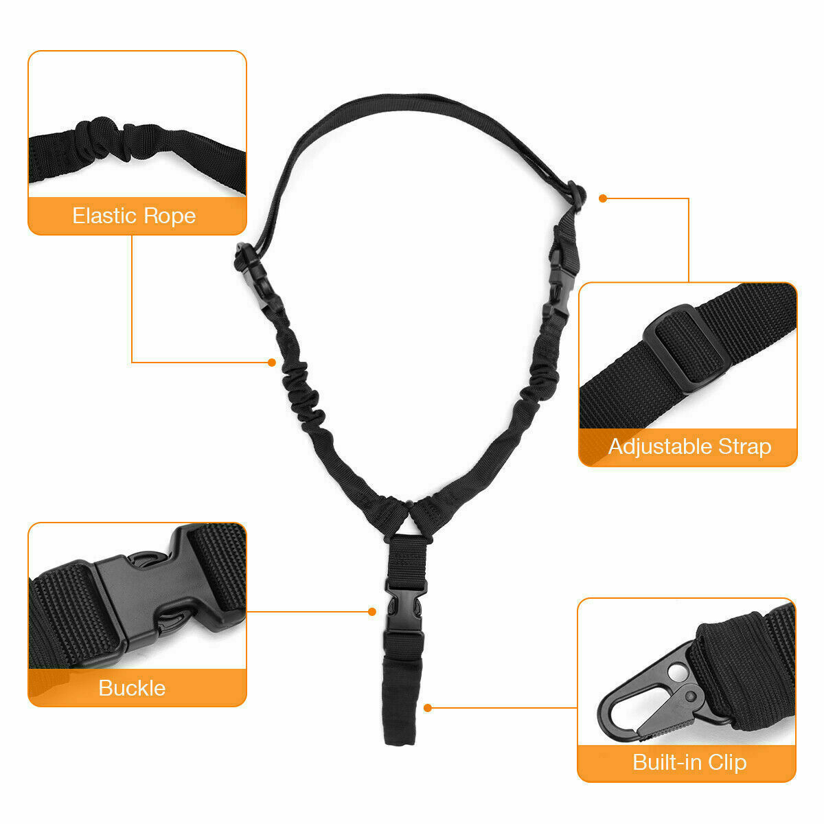 Tactical One Single Point / Two / Three Point Sling Strap Bungee Rifle Gun Sling