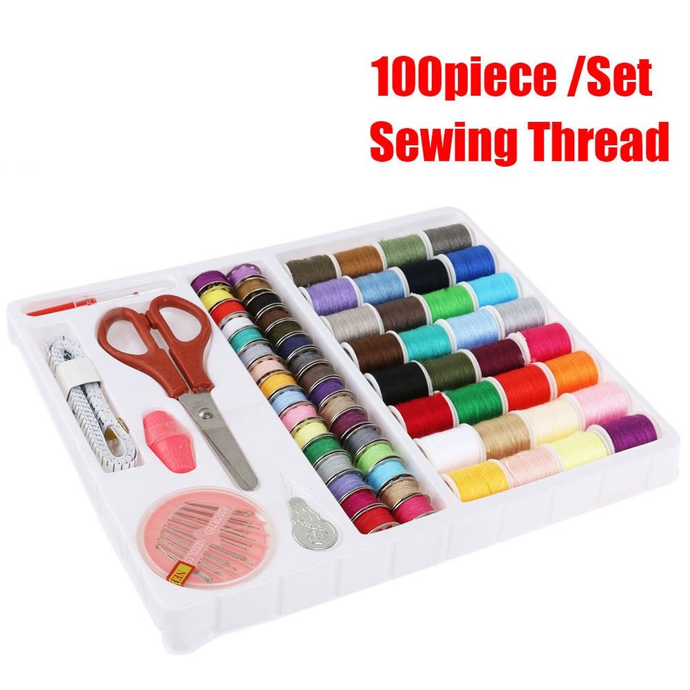 100 -in-1 Beginner Sewing Tools Kit Storage Box Machine Accessory Basic
