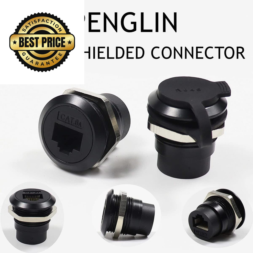 PENGLIN 2Pack RJ45 Shielded Panel Mount Coupler, 2PCS CAT6A SHIELDED, BLACK