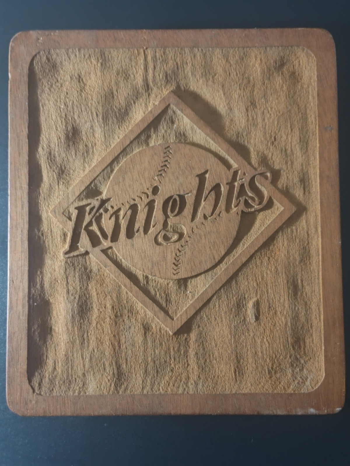 Vtg Charlotte Knights Wooden Plaque Baseball Logo From Roman Gabriel Estate