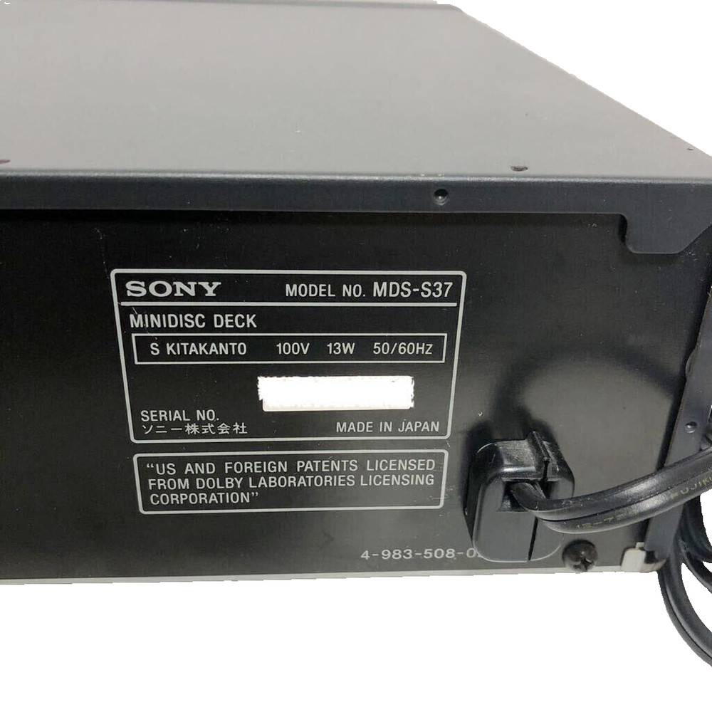 SONY MDS-S37 MiniDisc Recorder Deck Black Good GP