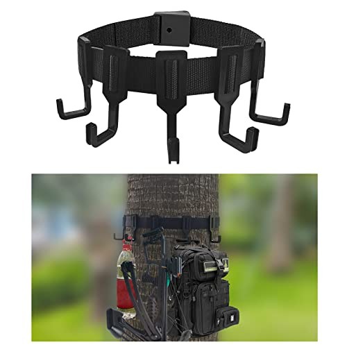 Treestand Strap Gear Hangers with Large Hooks, Lightweight Multi-Hook Black