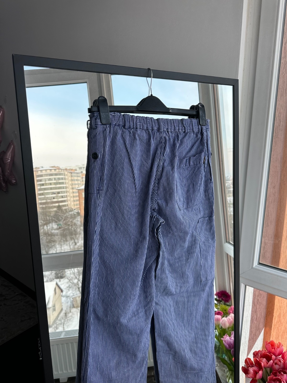 Vintage Worker 60s-70s French Workwear Striped Cotton Pants Sz S