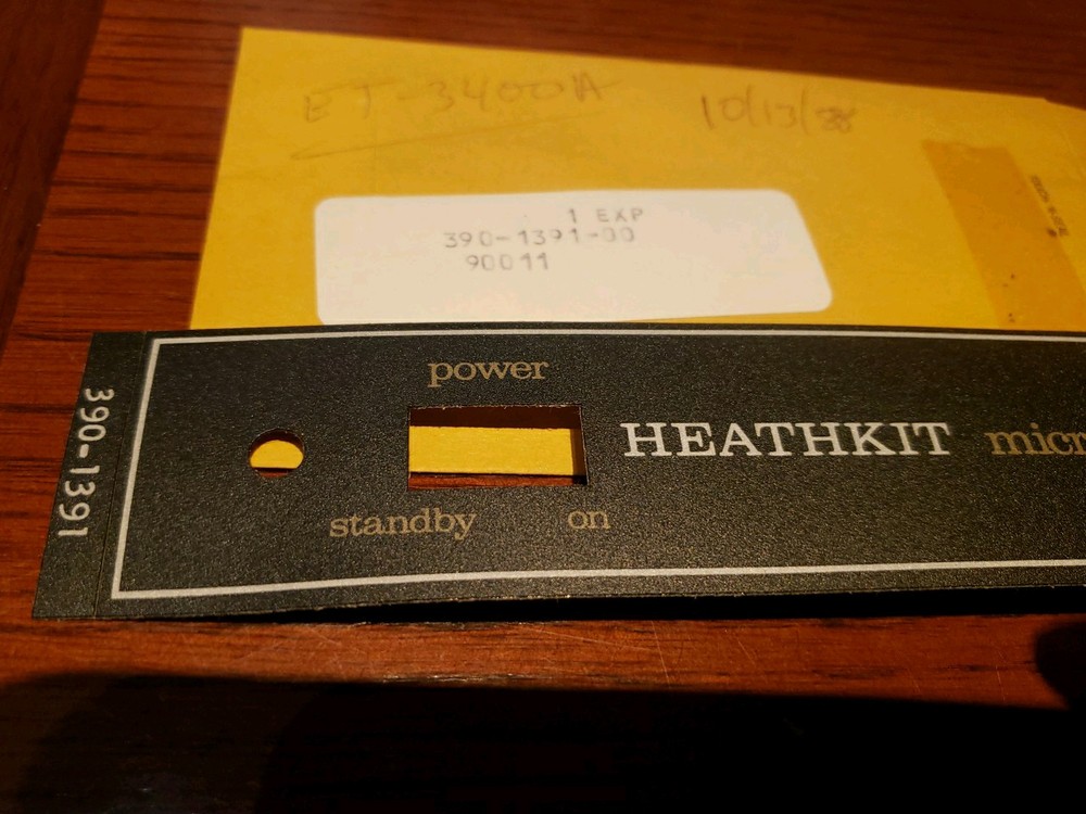 One New ET-3400 "Heathkit Label" #390-1391 for Microcomputer Learning System