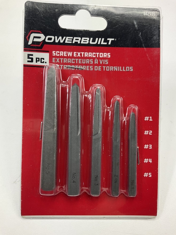 Powerbuilt 642495 5 Piece Screw Extractor Set