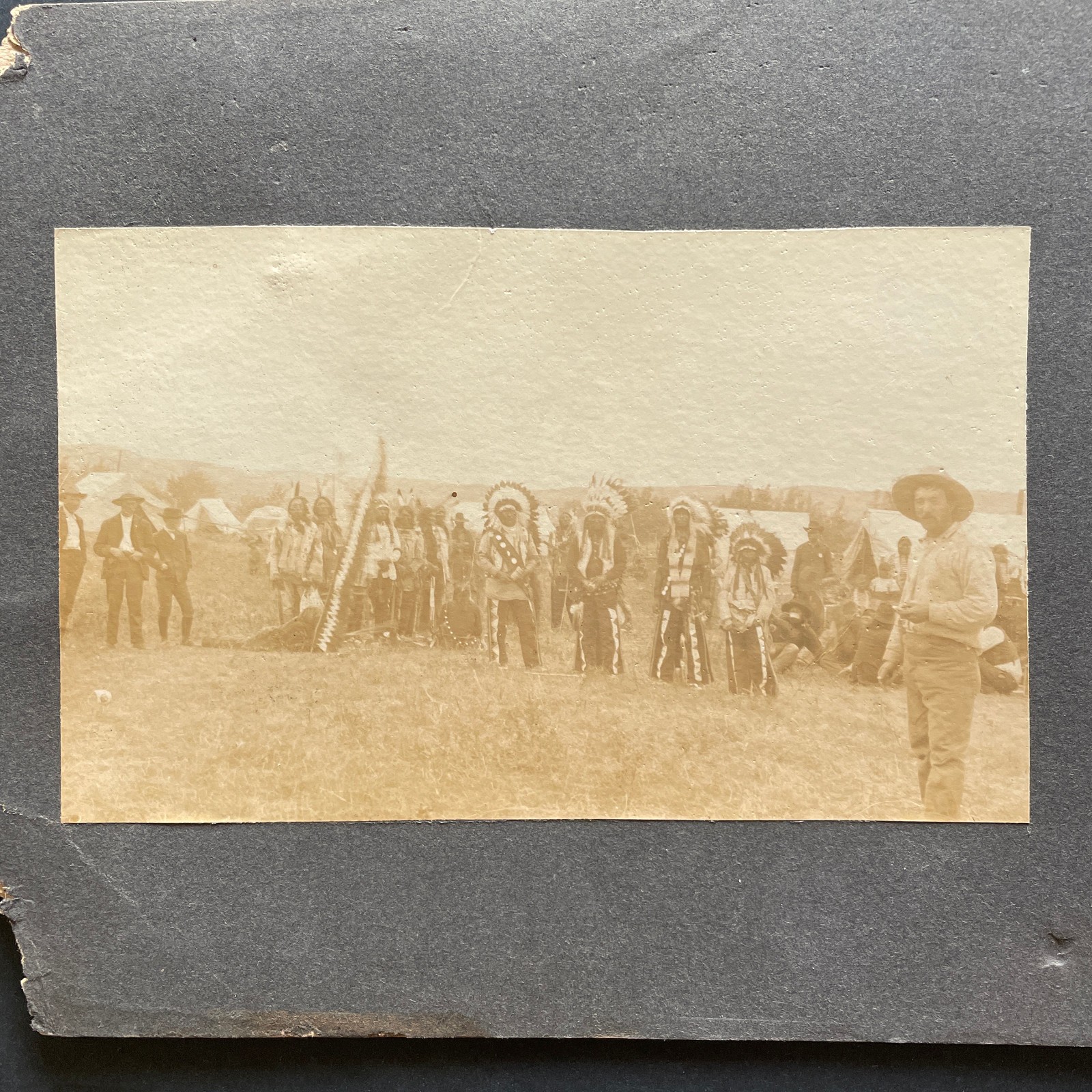 Native Americans & Whites Original Antique Photo • Circa 1910 • Lakota?