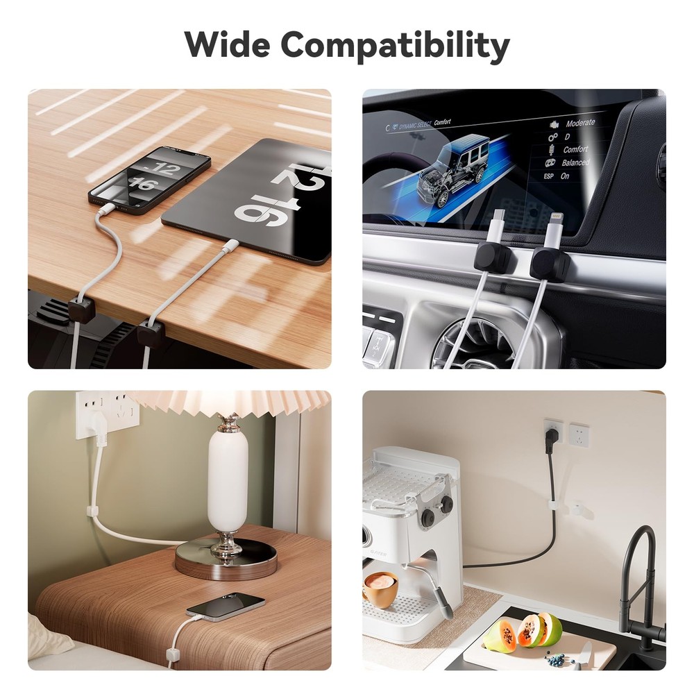 Rotatable Cord Organizer, Enhanced Spring Cable Clips, Strong Adhesive Cable ...