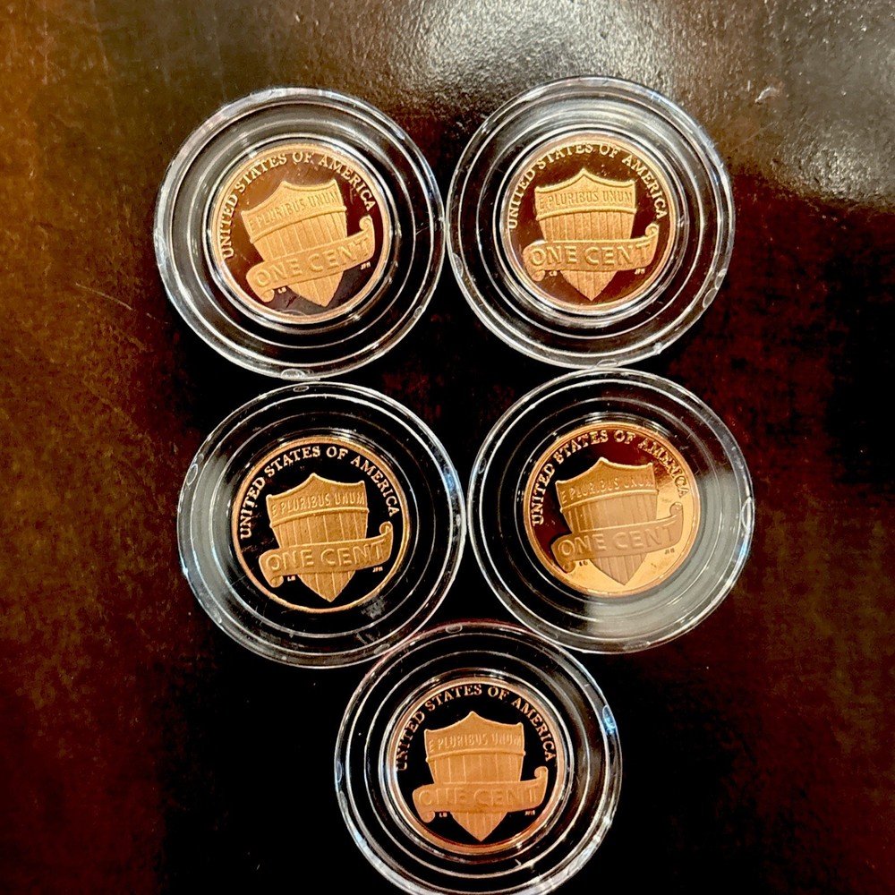 Lincoln Shield 1 Cent Coins Proof 5 Each Uncirculated